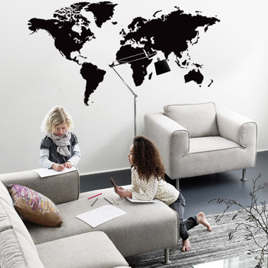 Verdenskort   Wallsticker   Af   Anline   Ruby    80x40   Cm