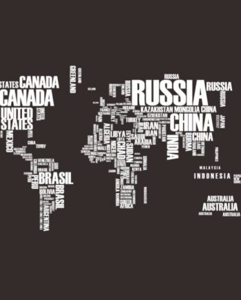 Verdenskort   Wallsticker   Med   Landenavne    122x74cm    Hvid