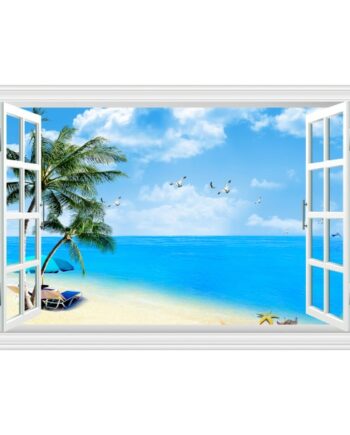 Vindue   Til   Bounty   Strand    Flot   Wallsticker   Med   En   Lækker   Strand