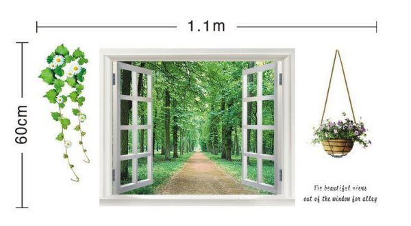Vindue Wallsticker Med Skoven Som Nabo 110x60cm