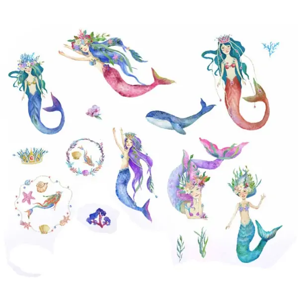 Wallsticker   Med   En   Masser   Af   Havfruer