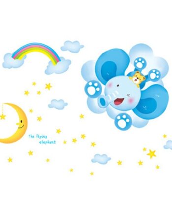 Wallsticker   Med   En   Sød   Flyvende   Elefant    60x90cm
