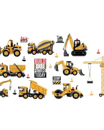 Wallsticker   Med   Maskiner   Fra   En   Byggeplads    Lastbiler   Kraner   Mm