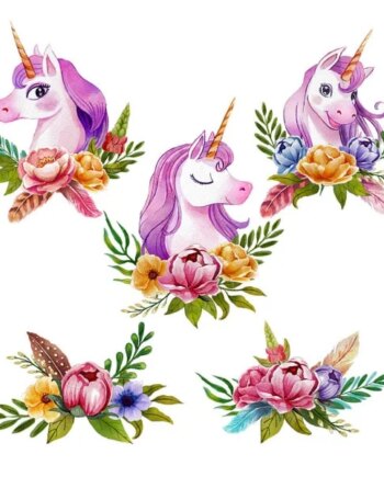 Wallsticker   Med       Søde   Enhjørninger   Med   Lilla   Manke    30x90cm