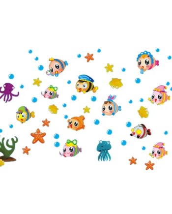 Wallsticker   Med   Søde   Og   Sjove   Tegnede   Fisk