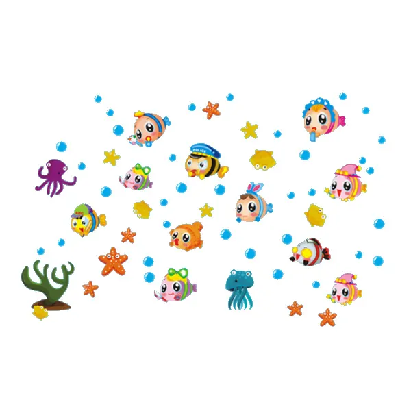 Wallsticker   Med   Søde   Og   Sjove   Tegnede   Fisk