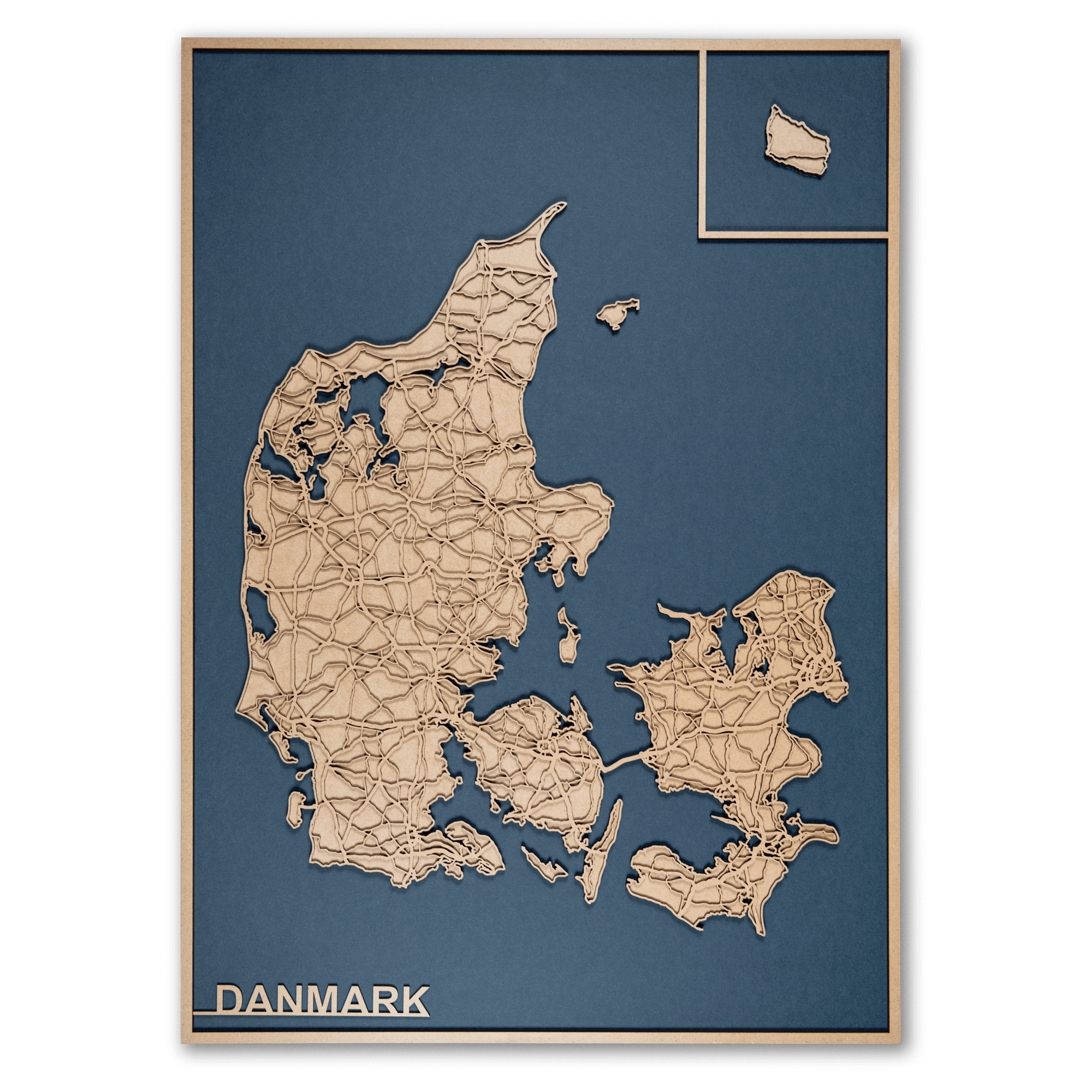 60   X   84   Cm    Blå   Danmarks   Kort