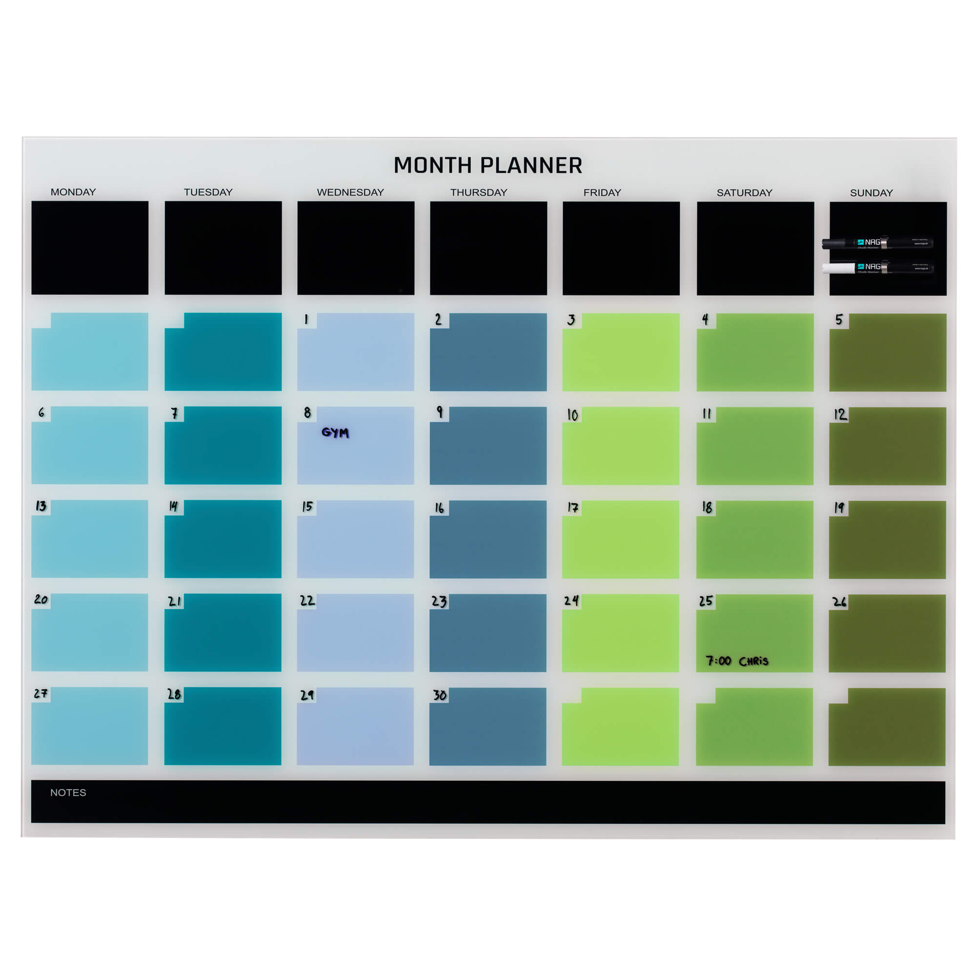 120   X   90   Cm    Glas   Måneds   Tavle   Engelsk