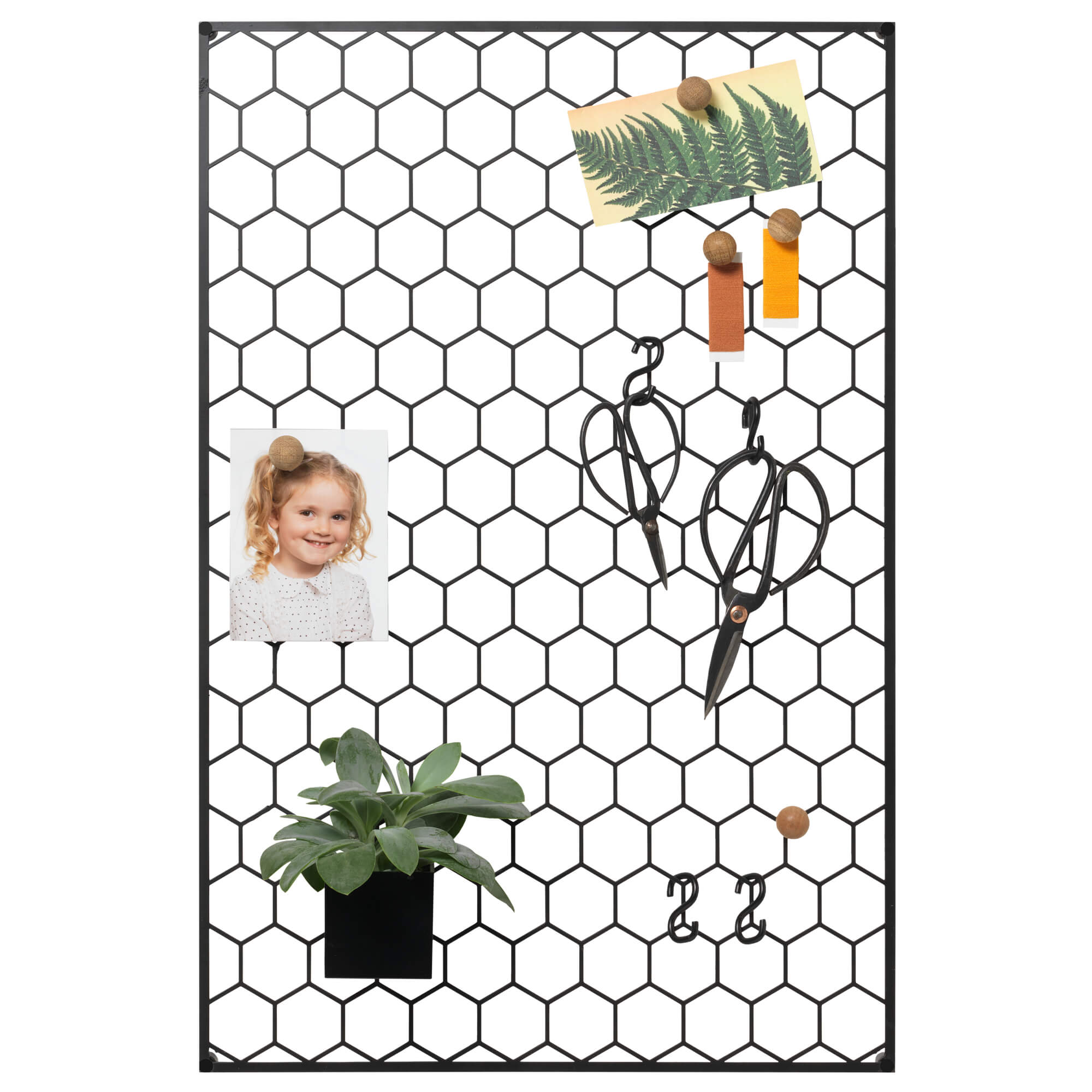 40   X   60   Cm    Hexagonal   Gitter     Opslagstavle    Sort   Metal