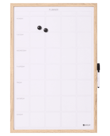 20   X   60   Cm    Whiteboard   Ugetavle   Med   Træramme   Engelsk