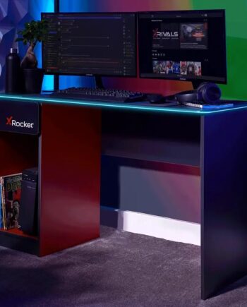 Xrocker   Carbon - Tek   Desk   With   Wireless   Charging   And   Neo   Fiber   Led   Bord   Geekd   Dk