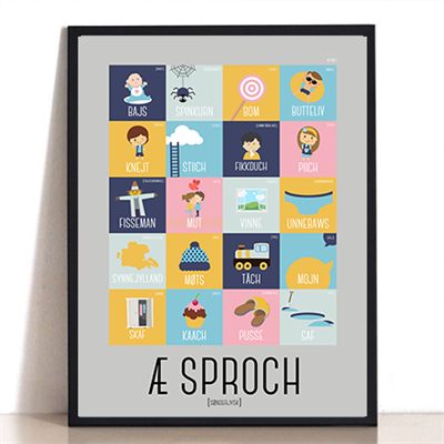 æ Sproch Grå Plakat 30 X 40